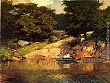 Central Canvas Paintings - Boating in Central Park